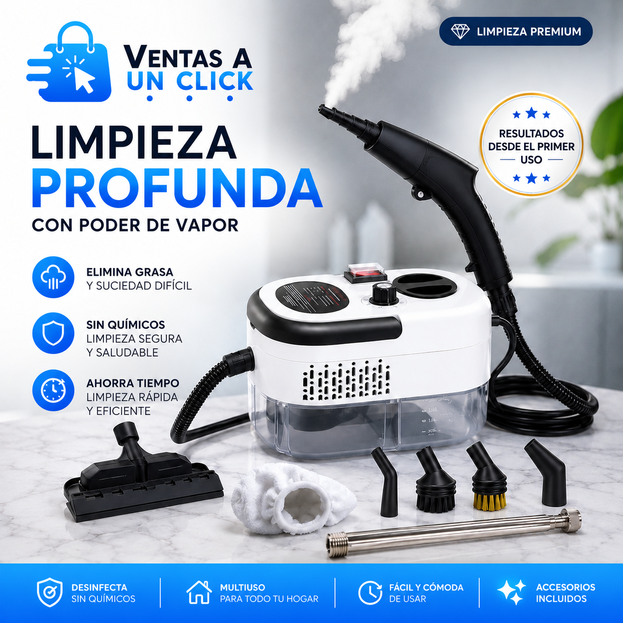 Máquina limpiadora a Vapor Portatil 2500w