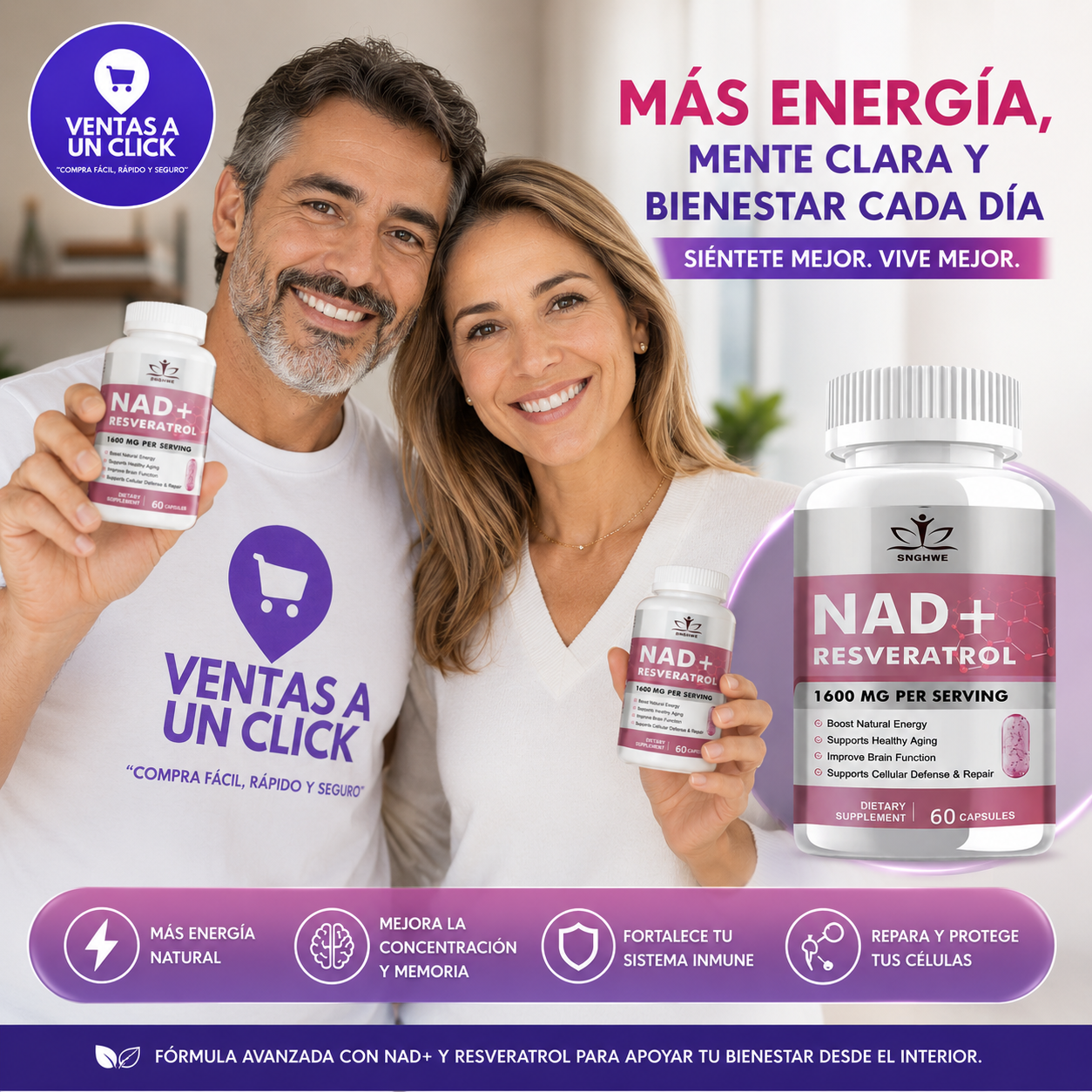 NAD+RESVERATROL 60 CAPSULAS