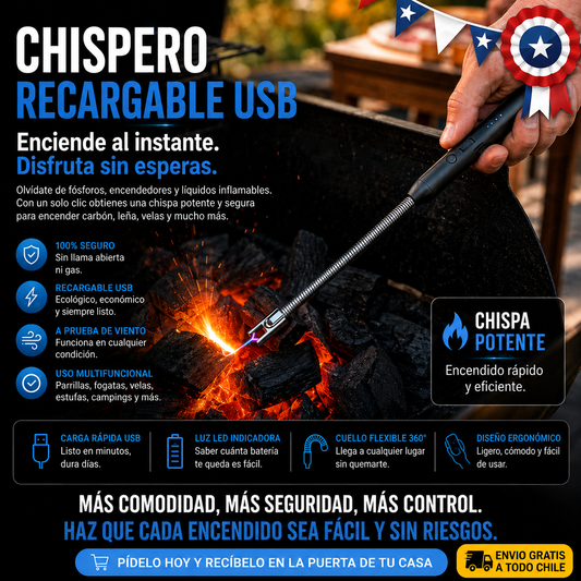 Encendedor Chispero Recargable USB V&H