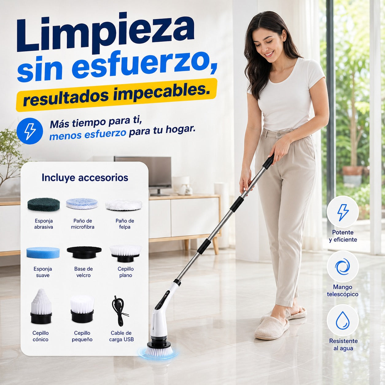 Cepillo eléctrico de limpieza Telescopico