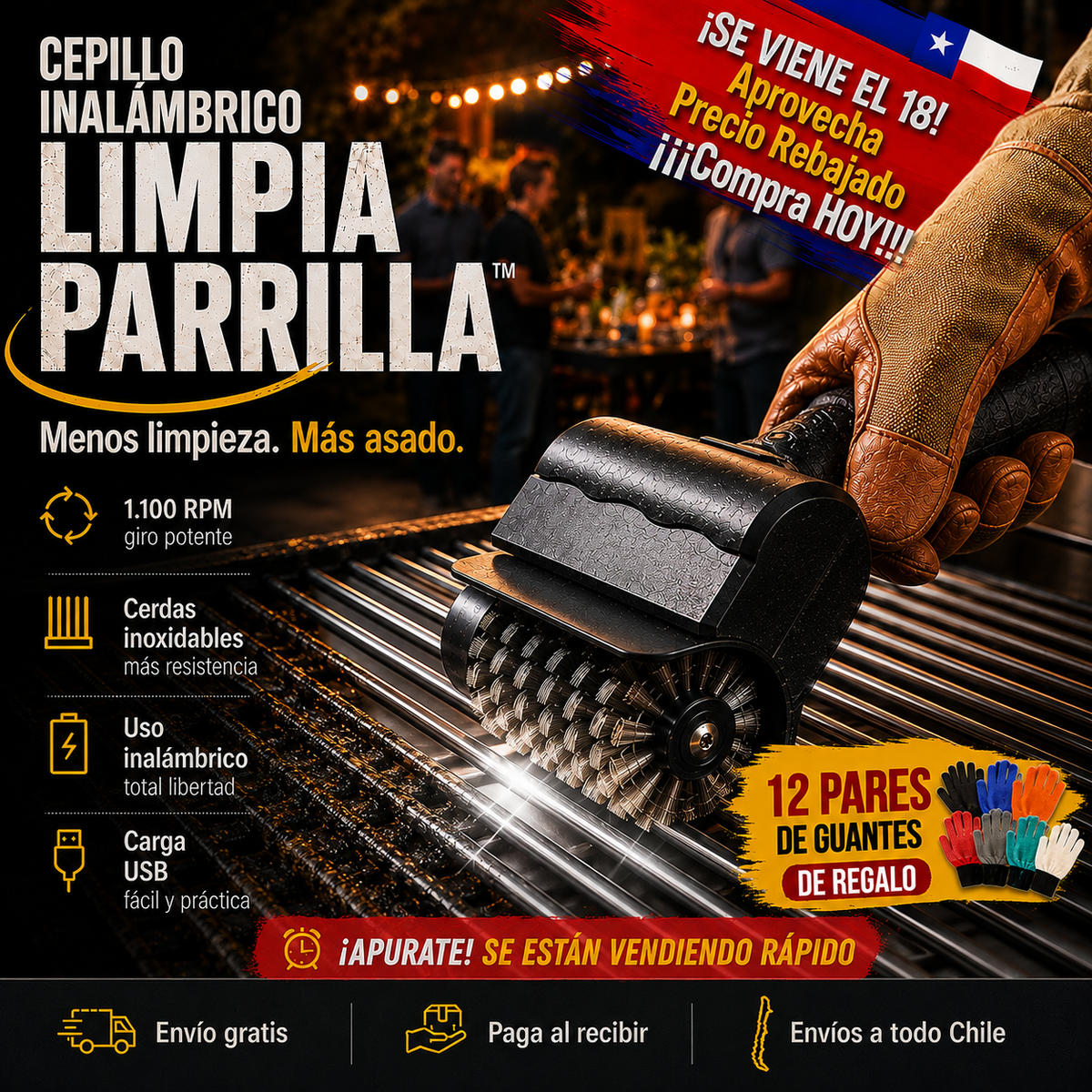 Cepillo Inalámbrico Limpia Parrilla™