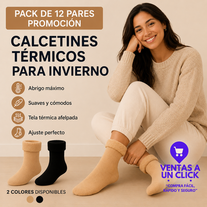 Pack 12 Calcetines Térmico Suaves Mujer