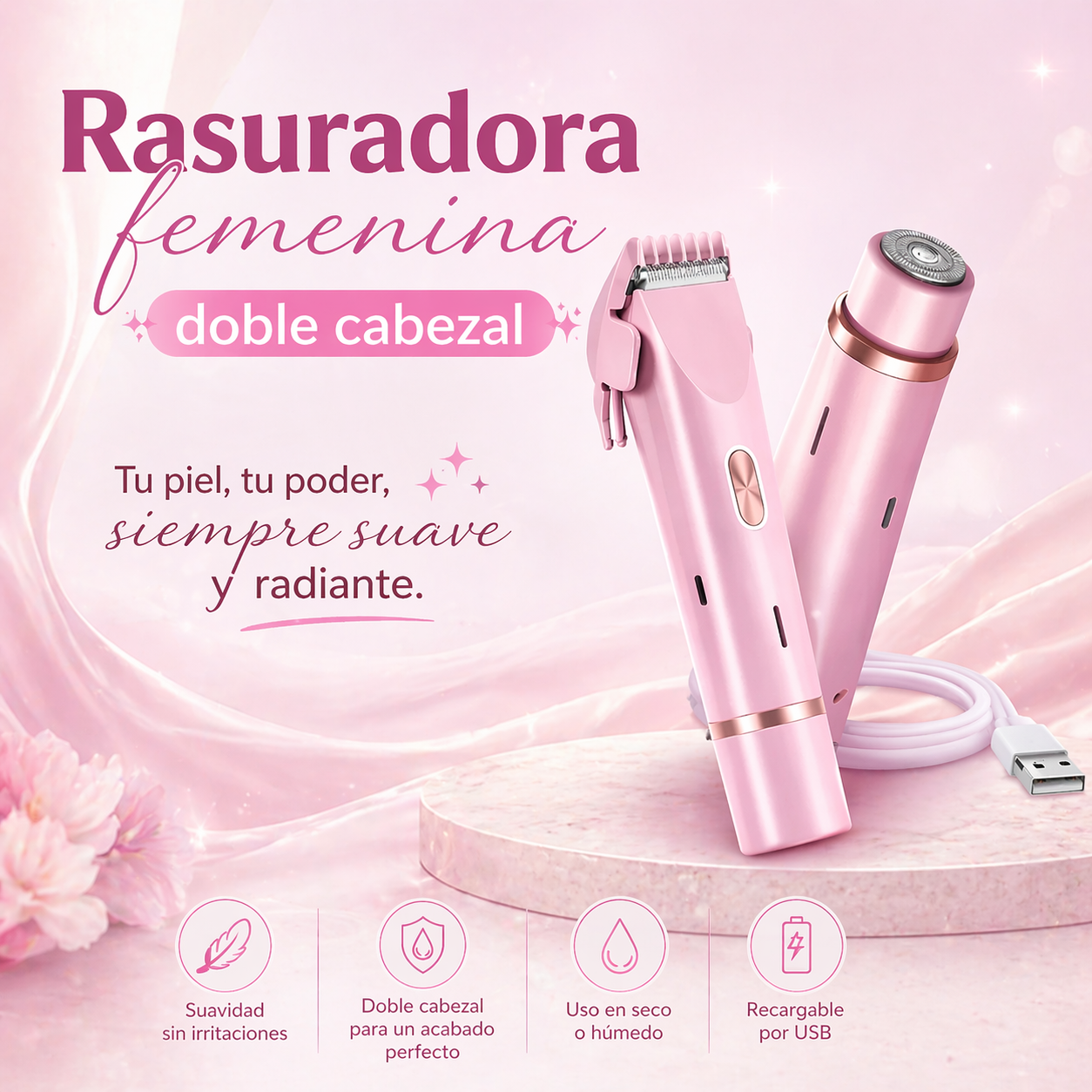 Rasuradora Femenina - Doble Cabezal…